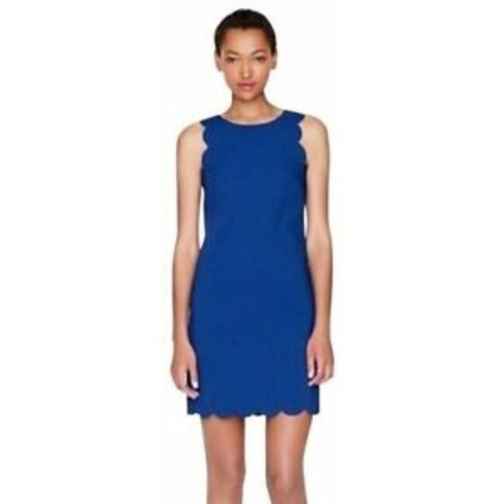 J. Crew Factory Sleeveless Scalloped Mini Dress in Aqua - Picture 2 of 9